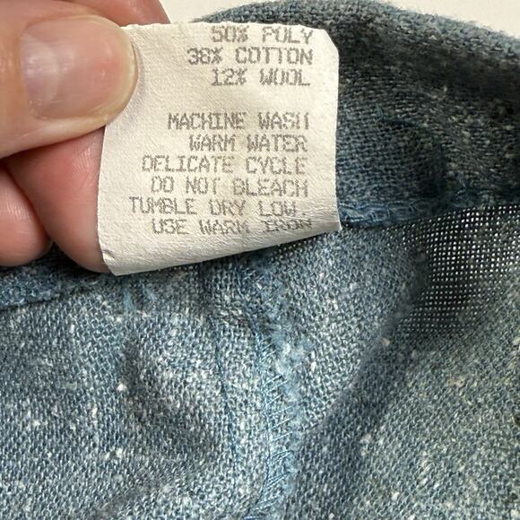 Vintage Womens Wool High Waist Yoke Pleated Teal Trousers Sz 12 Classic 70s 80s - Picture 5 of 7